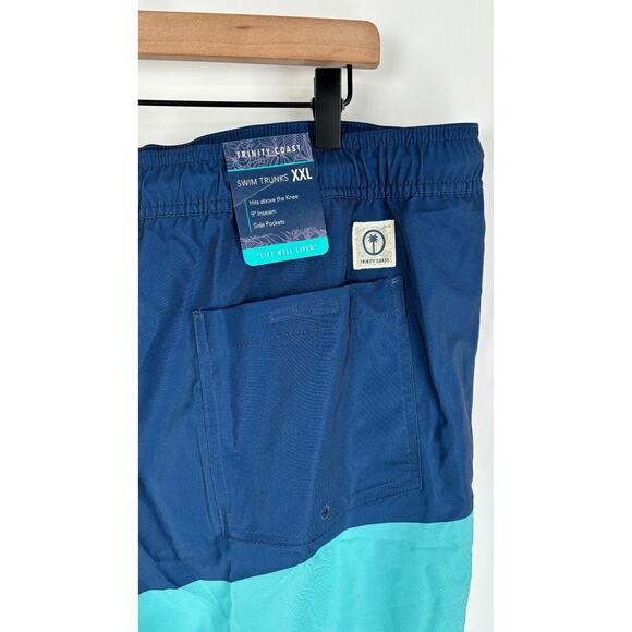 Trinity Coast Mens Blue Colorblock Swim Trunks 9" Drawstring Waist Size 2XL NWT - Picture 7 of 10